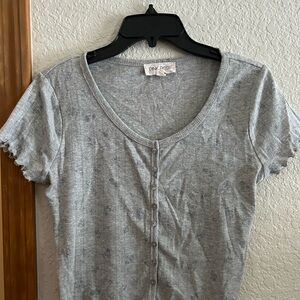 Pink Rose Light Gray Crop Top